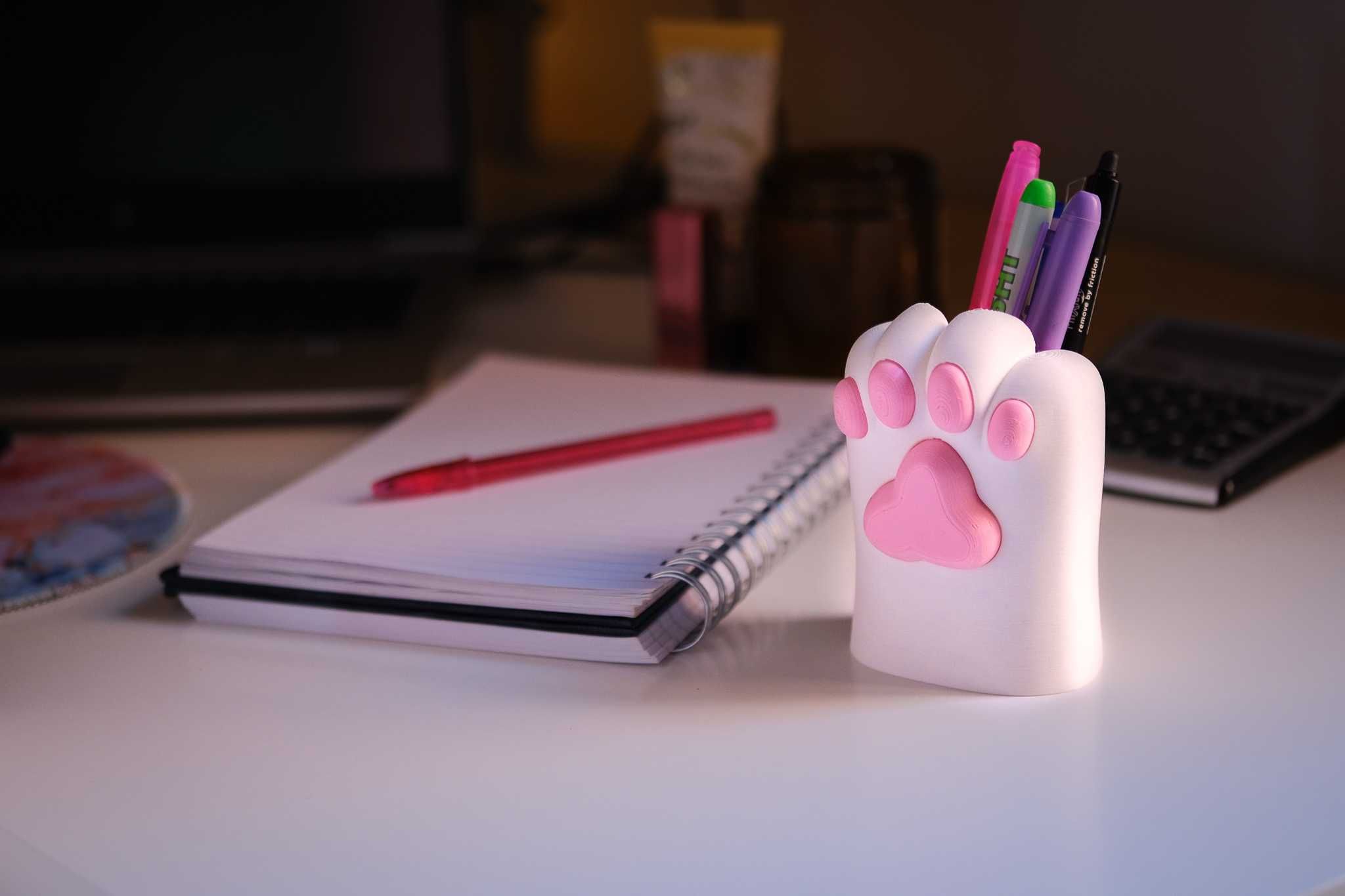 Suporte Canetas Patinha Fofa 3D | Organizador Pet Personalizável