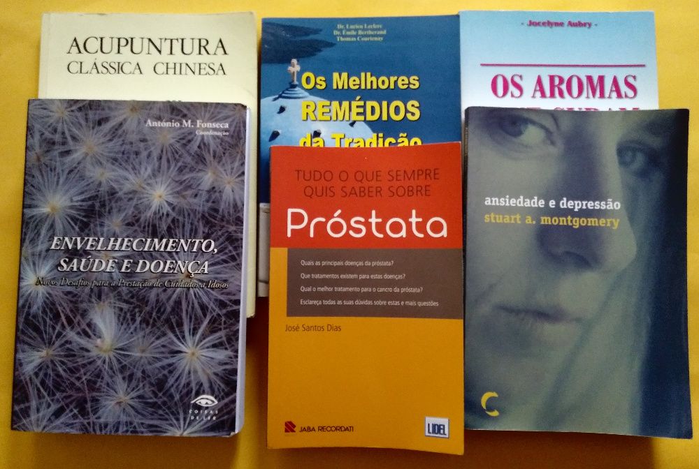 Livros sobre Acupuntura, envelhecimento, próstata, ansiedade, remédios