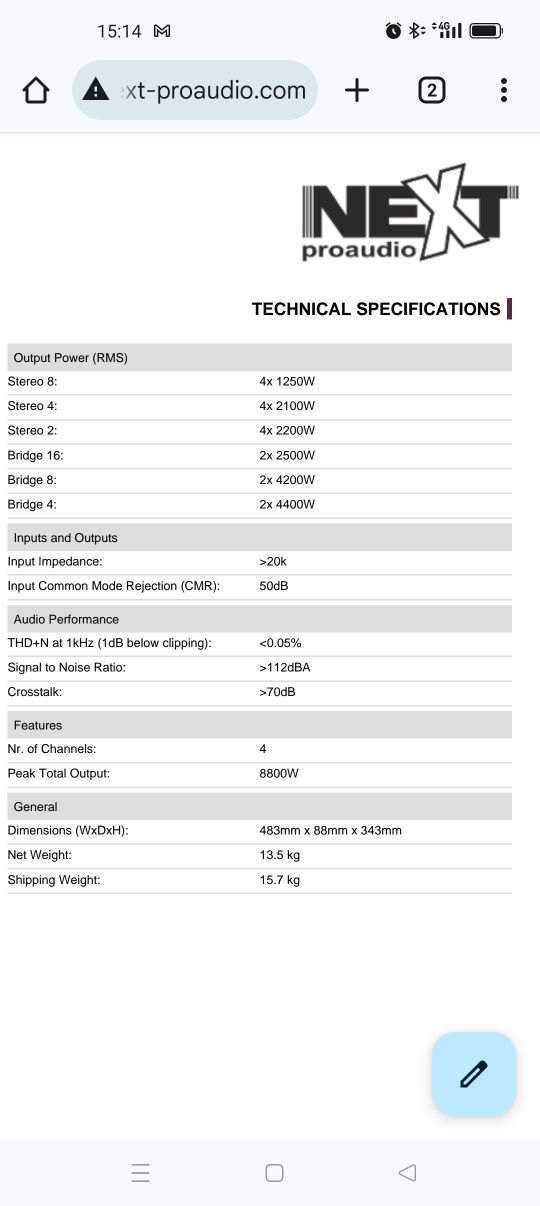 Amplificadores Next MQ 10000 -  2 unidades ainda disponíveis