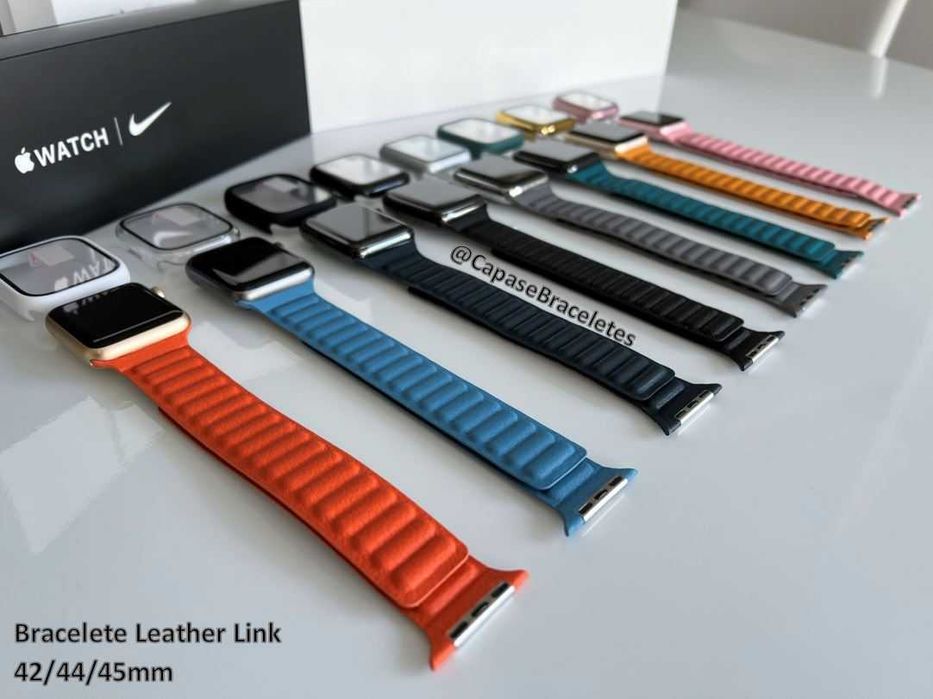 Bracelete Leather Link para Apple Watch 42/44mm