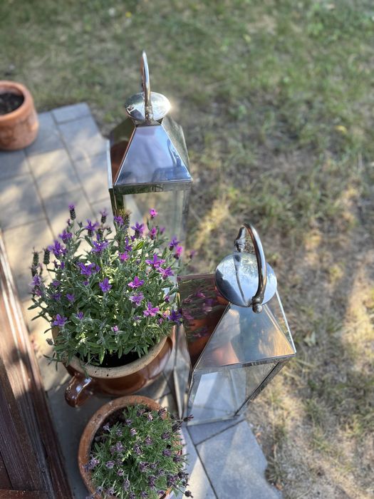 Dwa duze stalowe lampiony latarnie stylowe