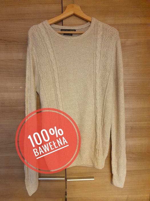 Kremowo beżowy sweter męski Zara, r. XL
