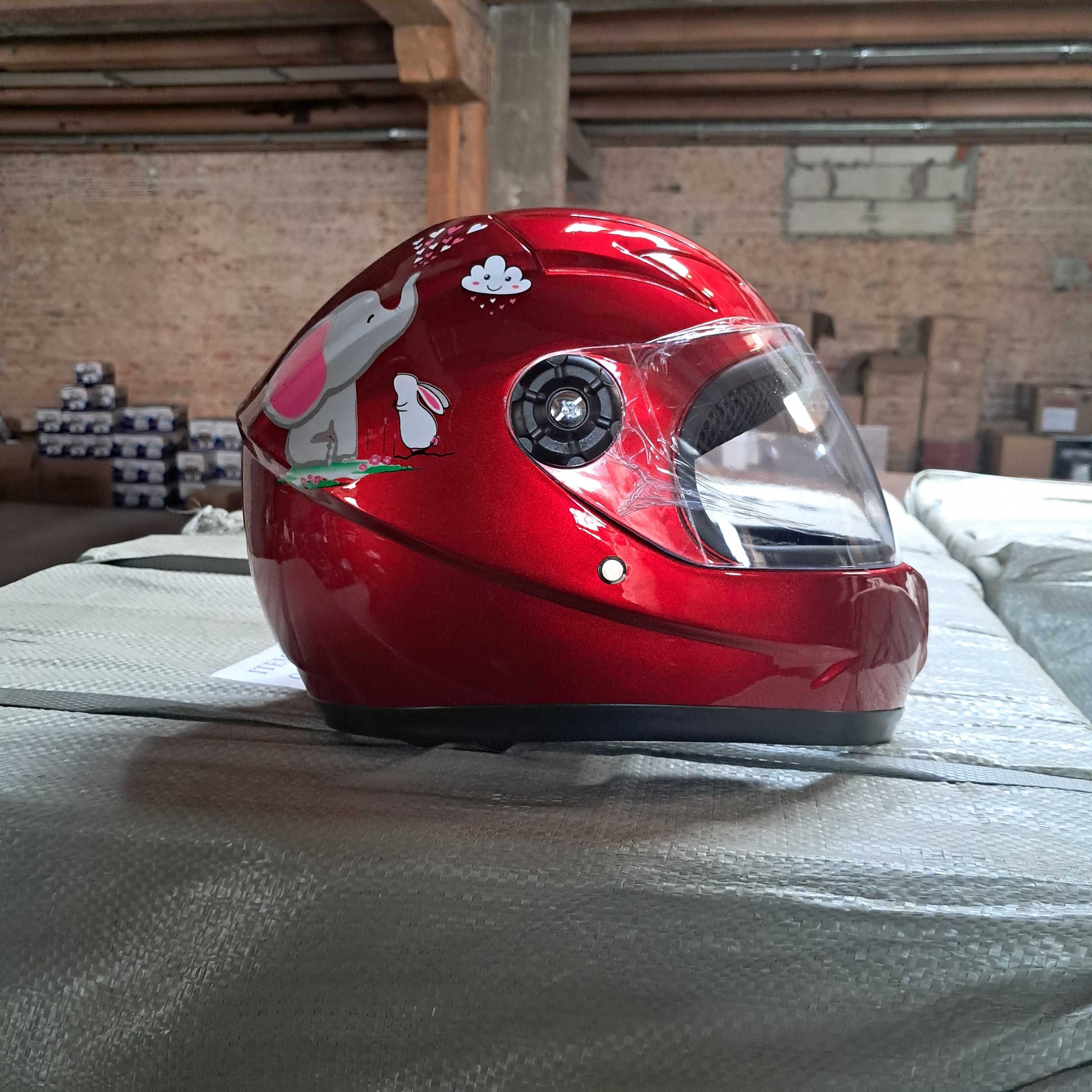 KASK DZIECIĘCY zamknięty integralny rowerowy na motor quad rower red