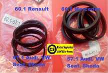 Anilhas centradoras jantes, 66,6 / 57,1 e 60.1 / 57,1 Mercedes VW Audi
