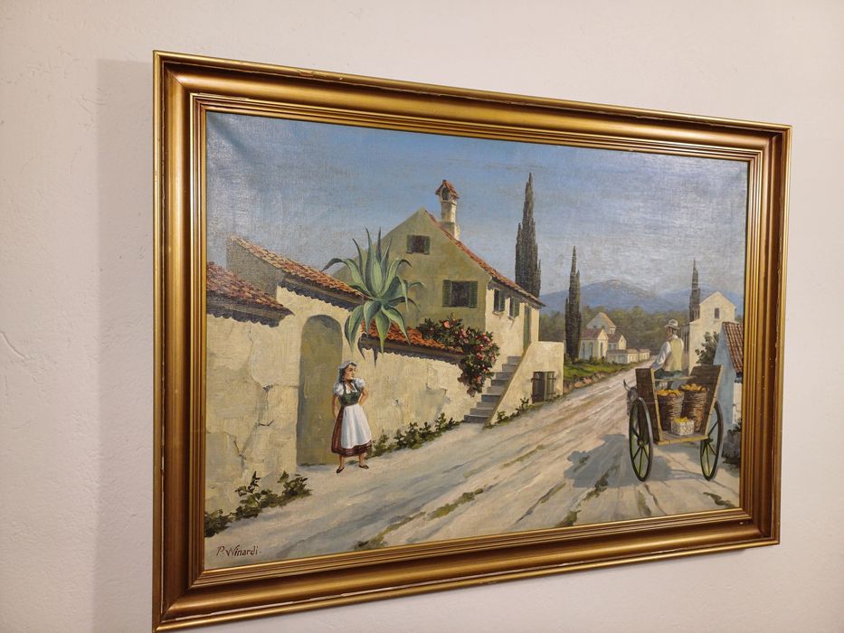 Stary obraz na płótnie sygnowany