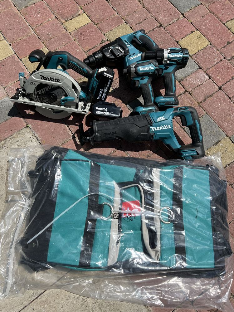 Набір Makita dlx5032t,перфаратор,імпакт,дискова, сабельна пила,акум