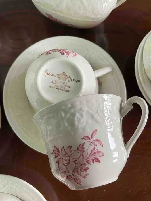 Serviço completo de chá vintage Crown Devon Fieldings Staffordshire