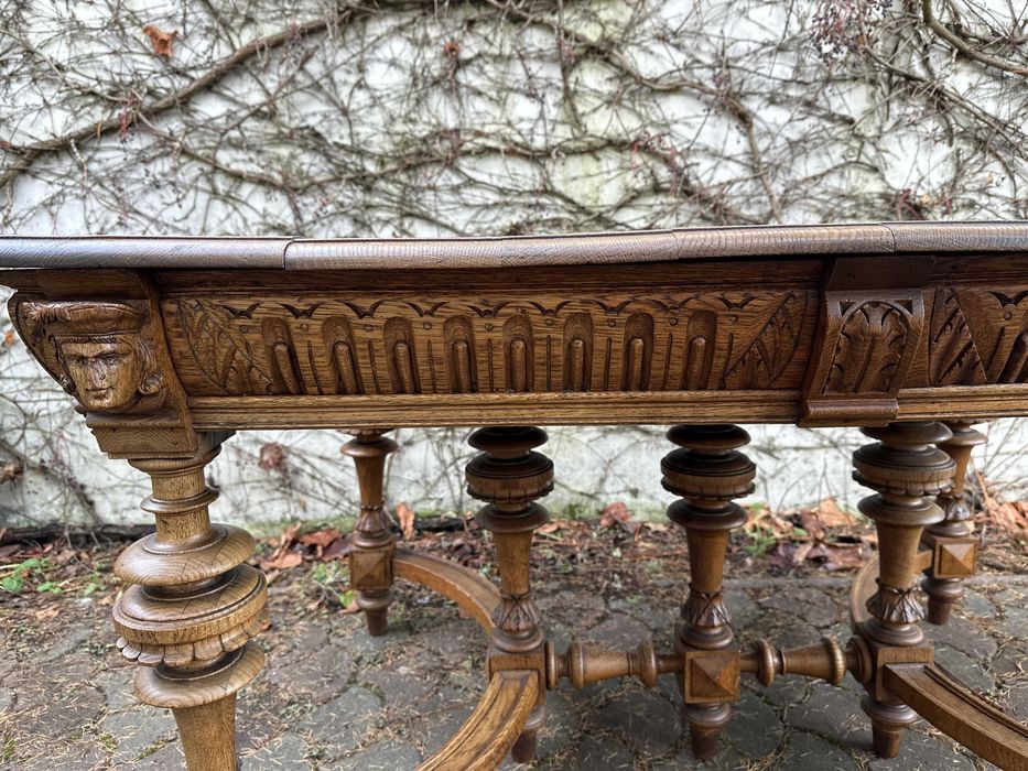 Stary Stol Eklektyczny Antyk Masywne Drewno