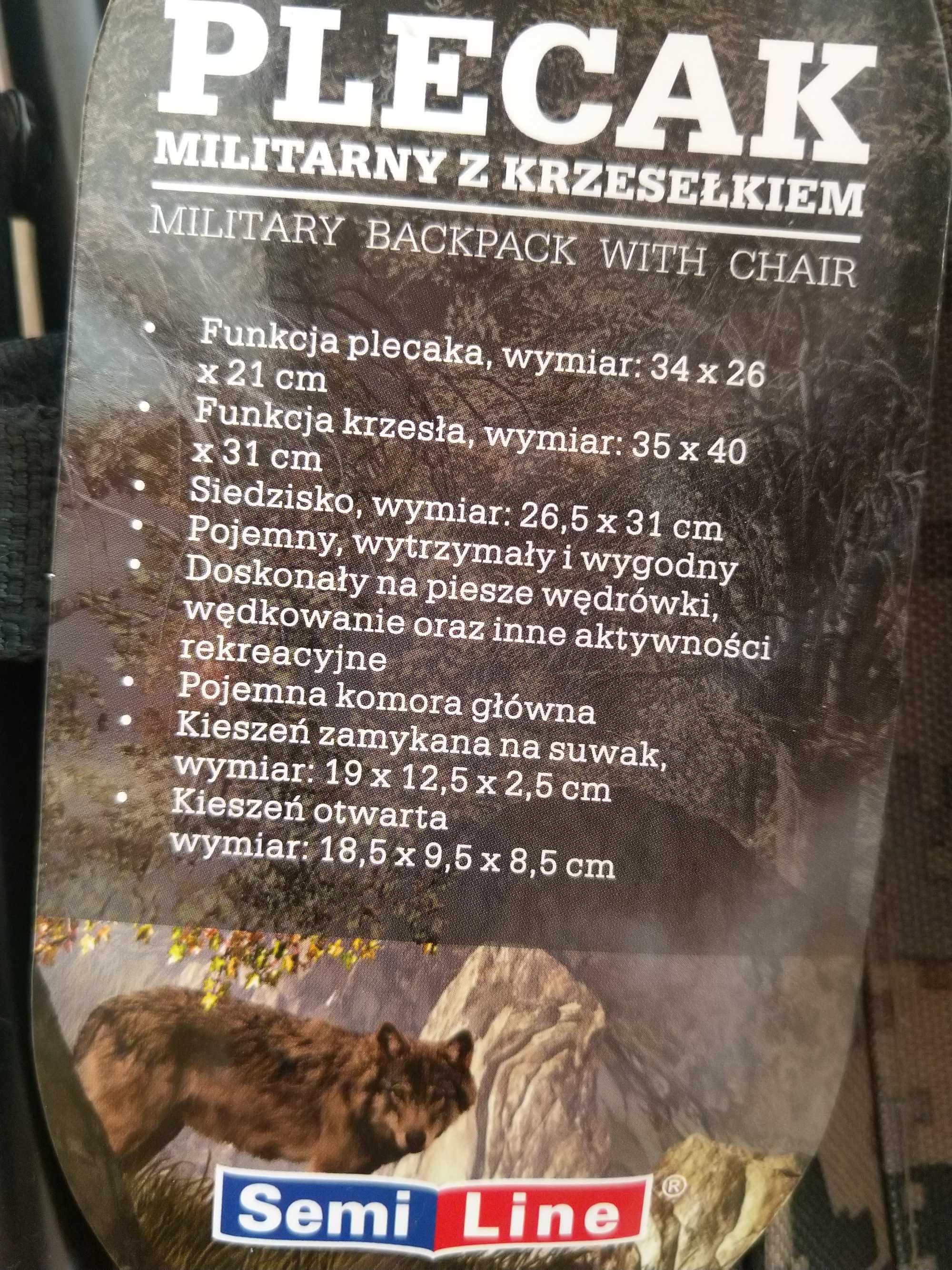 NAJTANIEJ Plecak Militarny z Krzesełkiem Krzesełko Na Ryby Turystyczny