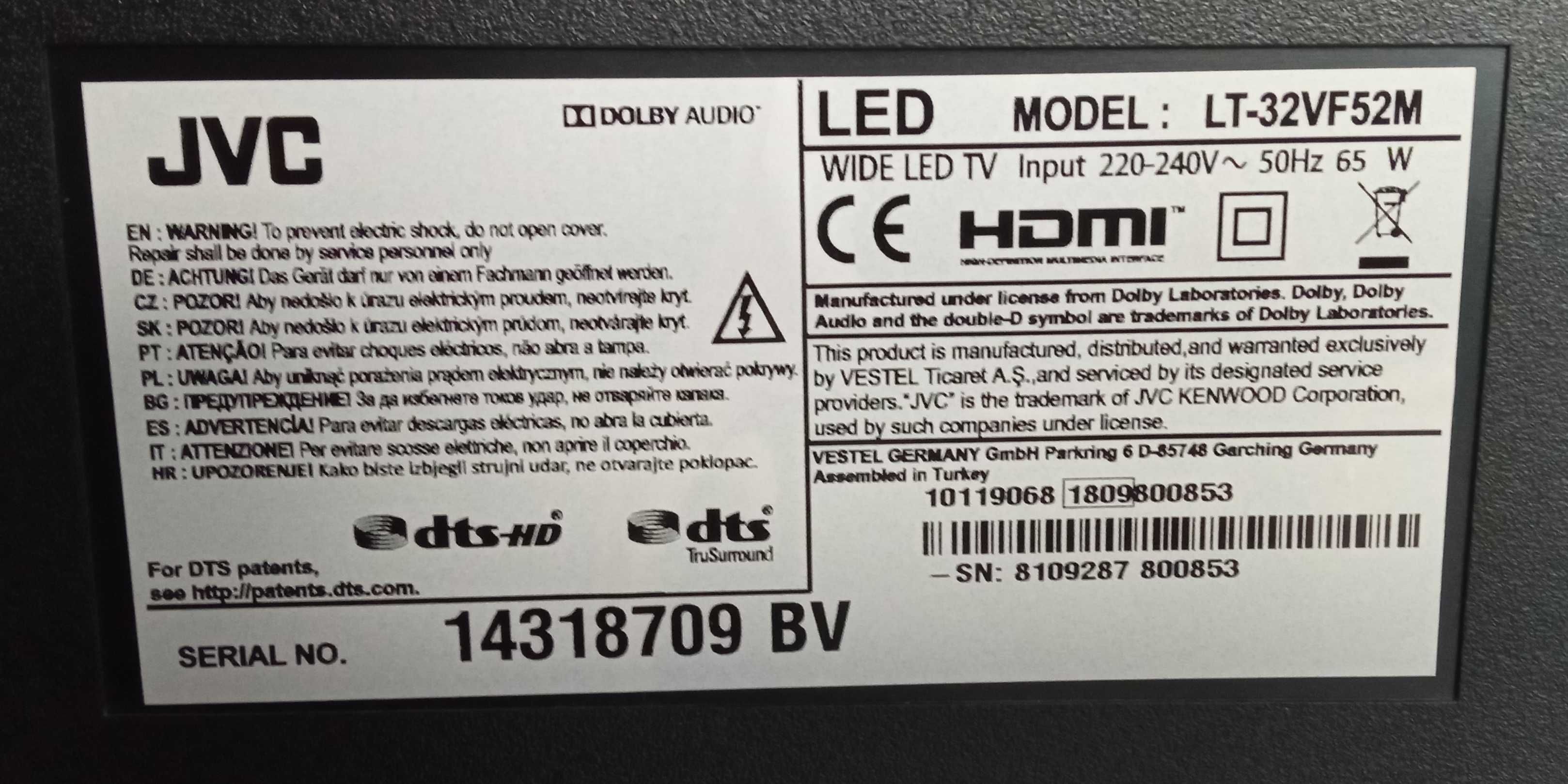 Telewizor 32", JVC, LT-32VF52M, LED, Full HD, SMART.