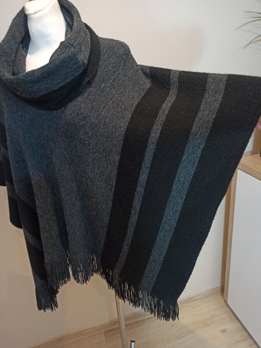 Szaro czarne ponczo F&F rozm. M/L