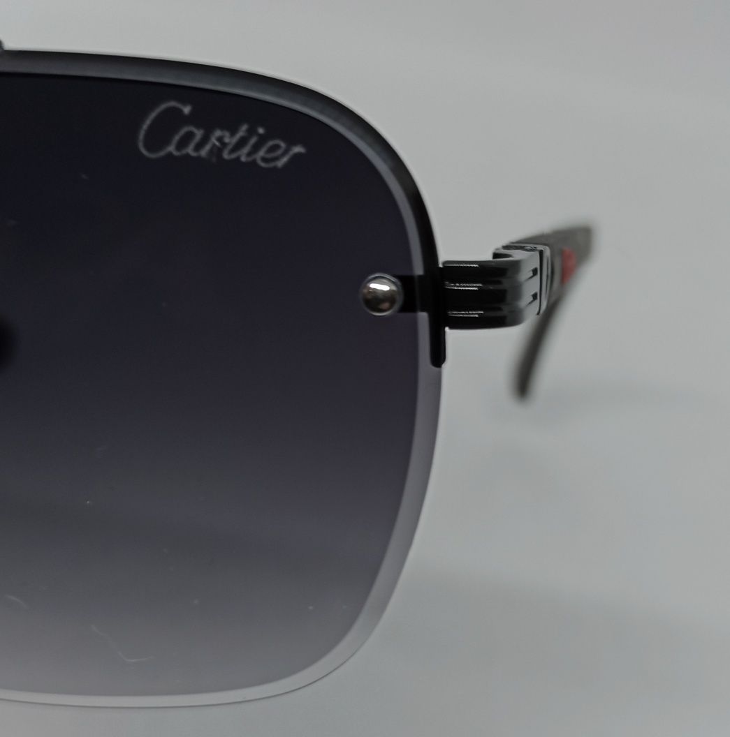 Cartier стильные мужские  очки оправа черная линзы серый градиент 2319