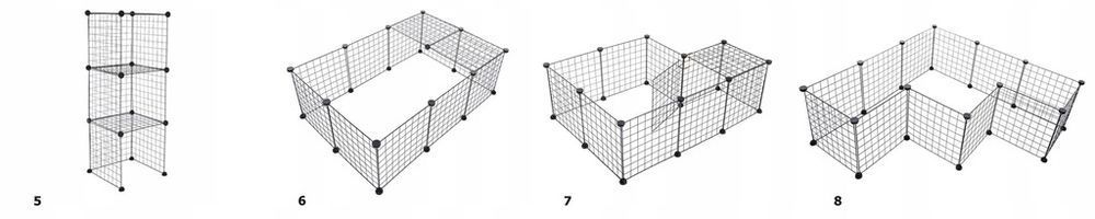 Wybieg dla królika i gryzoni Kojec Modułowy 1 element 35x35 CZARNY