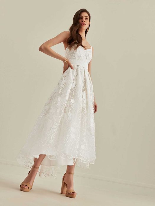 Piękna suknia ślubna - gipiura, koronka rozmiar 34, styl romantyczny
