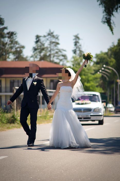 Свадебное платье рыбка шлейф размер S весільна сукня