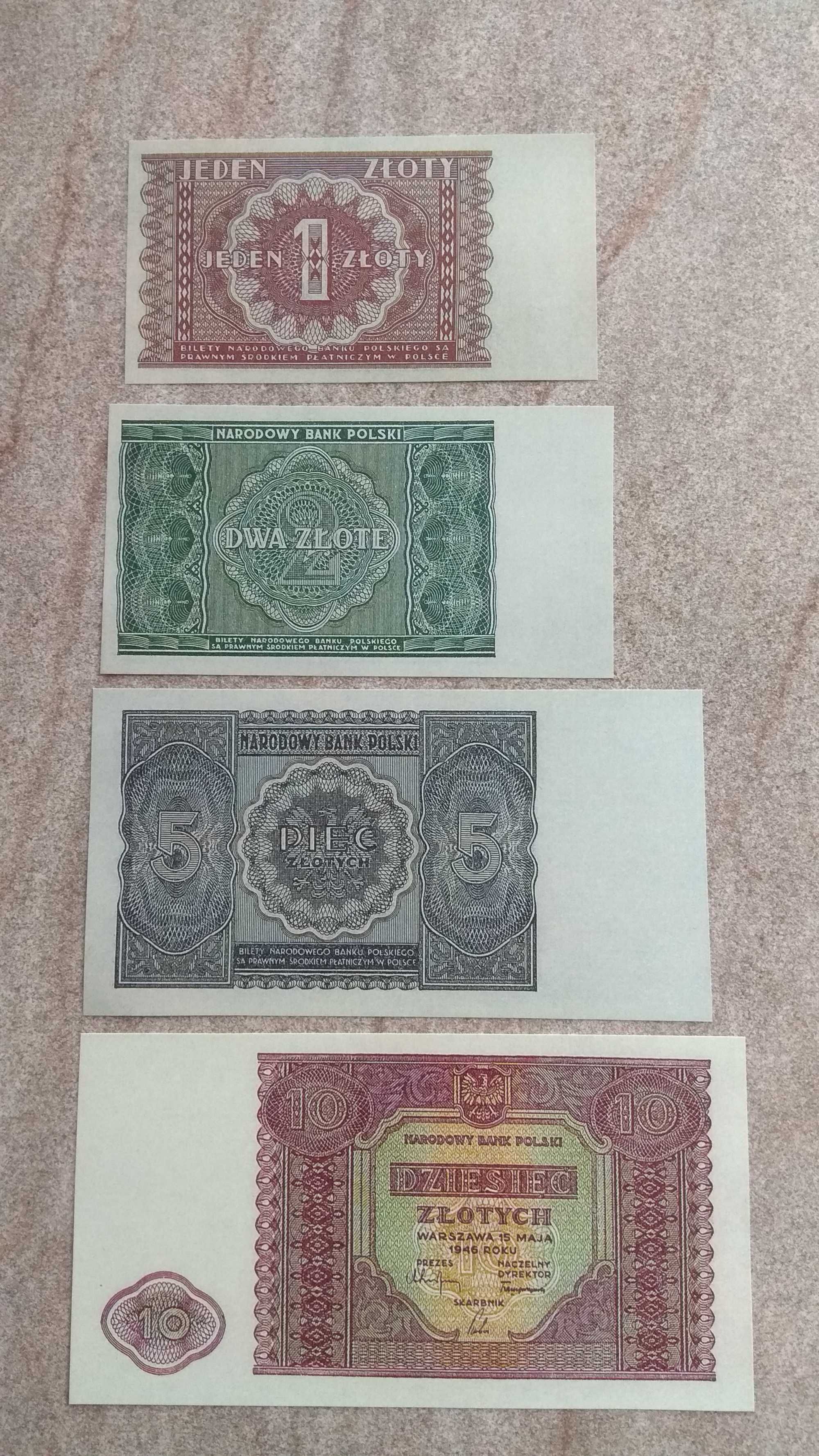 nowe piękne kopie banknotów polskie złote z 1946 roku stan UNC