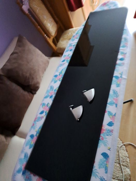 Półka szklana  100x25x0.7 czarna pod konsole , dekoder , do lazienki