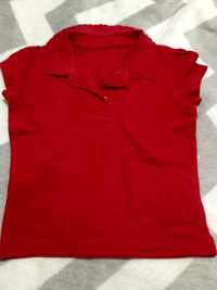 Czerwona koszulka polo z kołnierzem 104/110