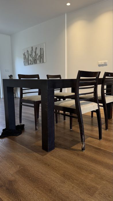 Mesa de Madeira Maciça Tampo em Vidro