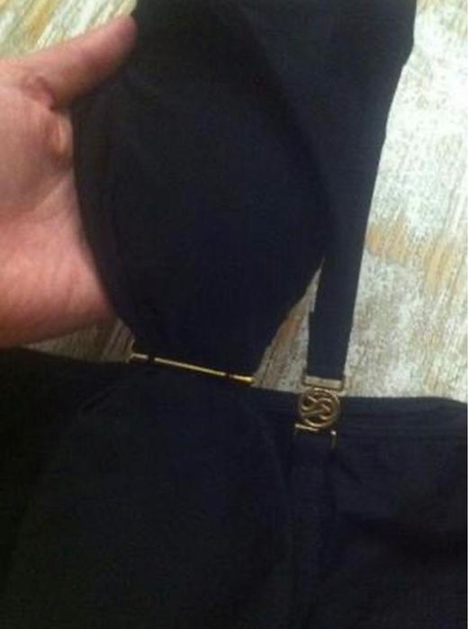 Шик вінтажний чорний купальник victoria secret з золотими пряжками s