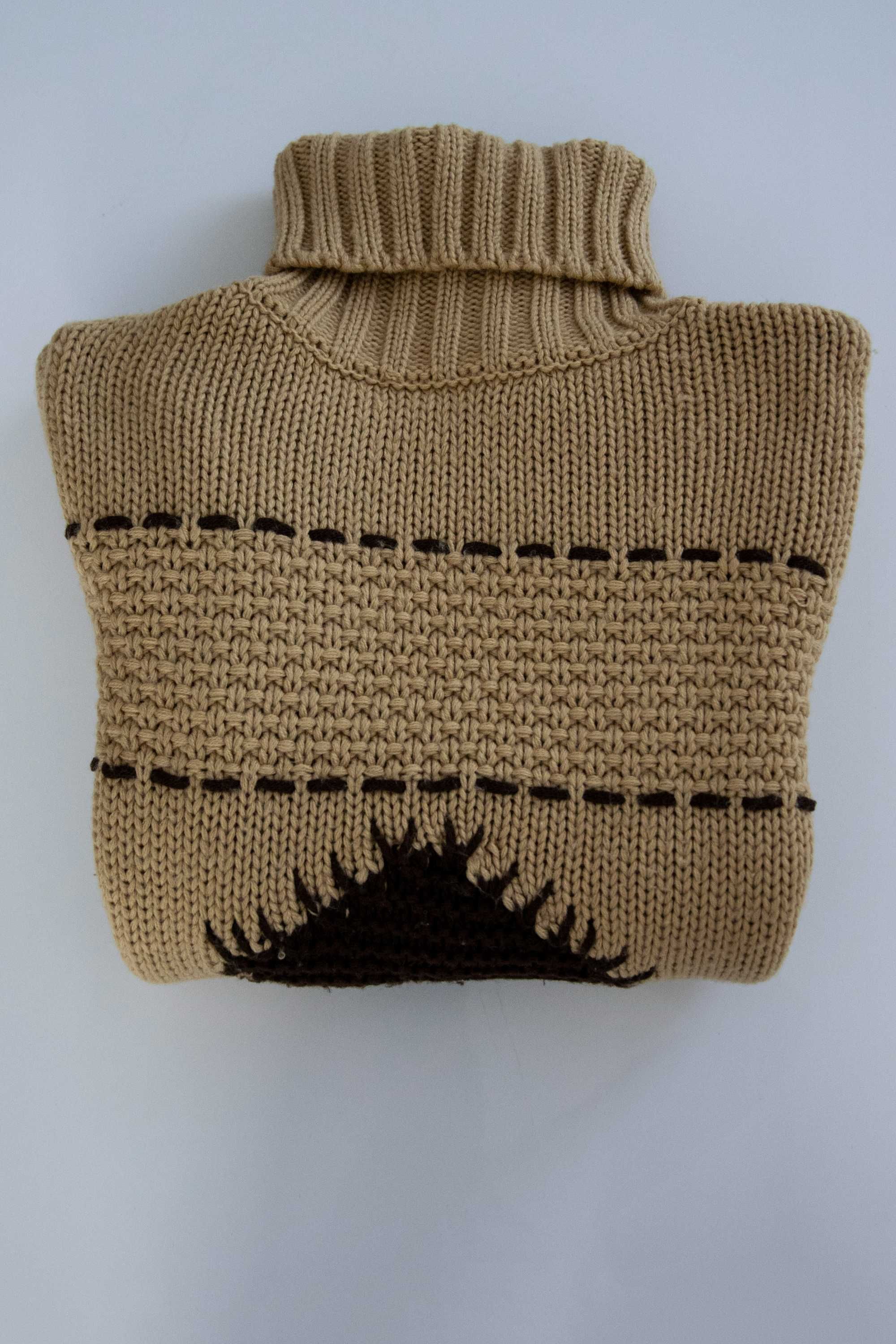 Karmelowy sweter golf z wełną - S/36