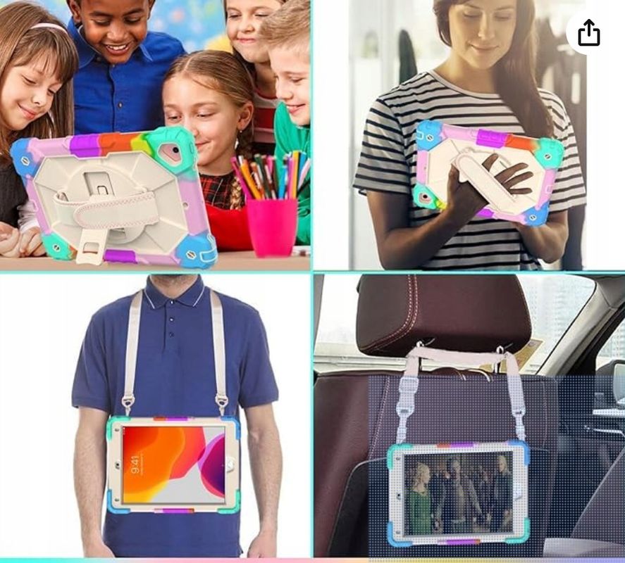 Etui Obudowa Case na Tablet iPad Air 4/10.9/2020 z Paskiem Beżowy Fiol