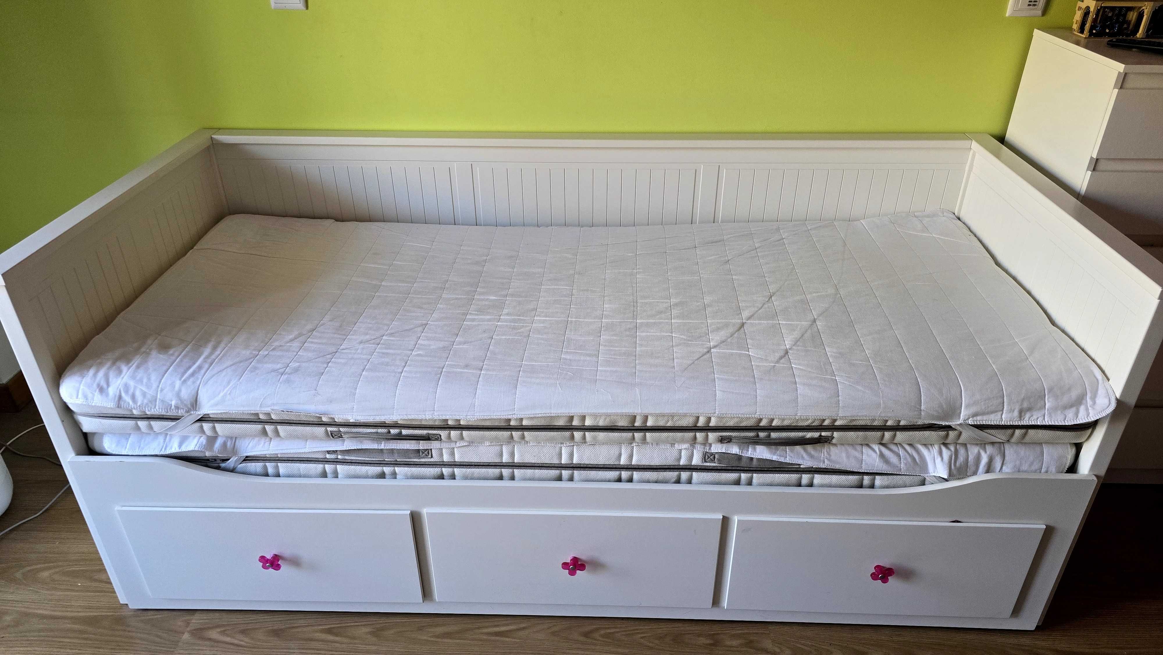 HEMNES Cama indiv/dupla c/3 gav, branco, 80x200 cm IKEA