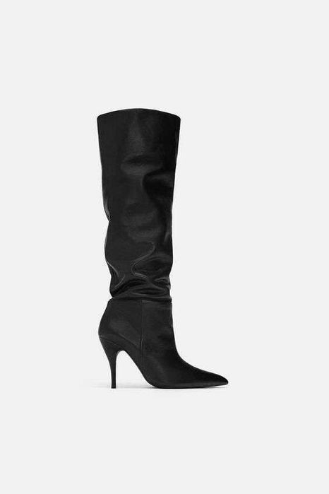 Botas 100% pele de cano alto da Zara