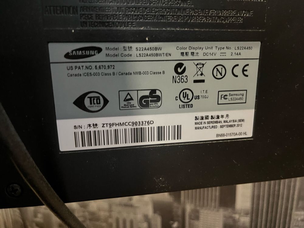Продам монітор SAMSUNG SA22A450BW
