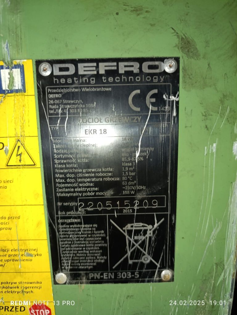 Części do pieca na ekogroszek defro 18kw