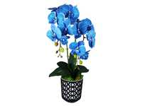 Niebieski Silikonowy Sztuczny Storczyk Elegancka Donica Mech Magnolit