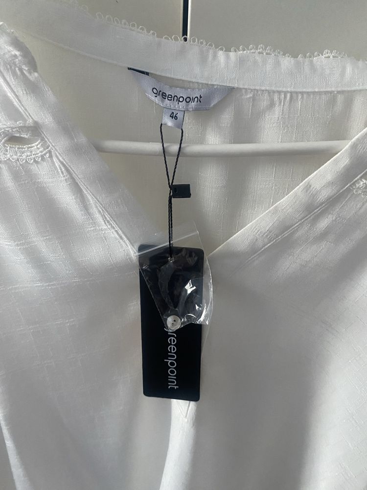 Biała bluzka koszulowa z haftem wiskoza nowa z metką Greenpoint