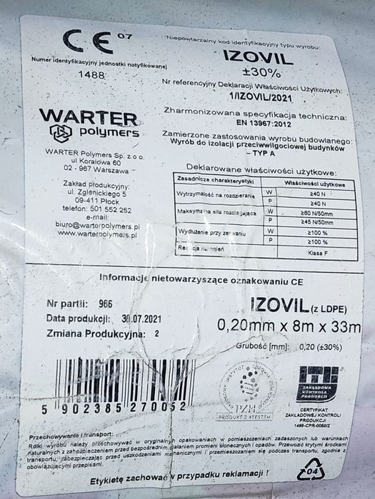 Izovil folia izolacyjna budowlana