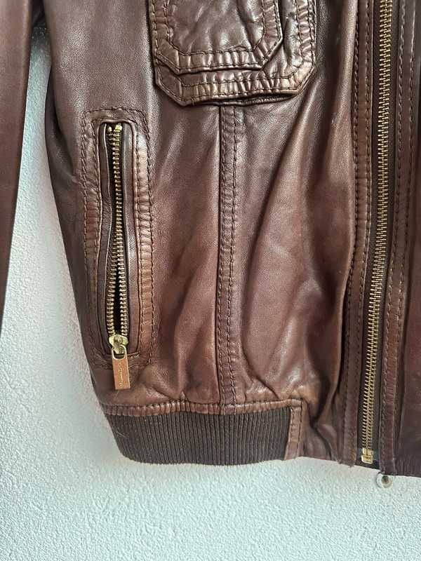 Casaco couro castanho (mulher) - Massimo Dutti