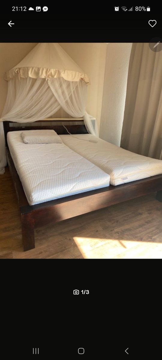 Łóżko  z lite drewna tropikalnego teak palisander