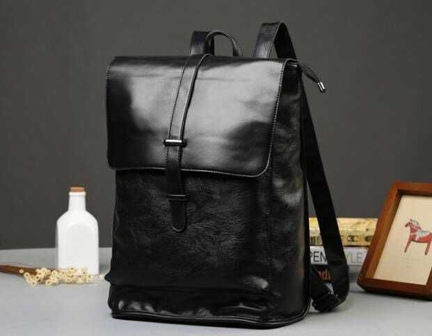 Мужской кожаный городской черный рюкзак шкіряний ранець сумка 2в1