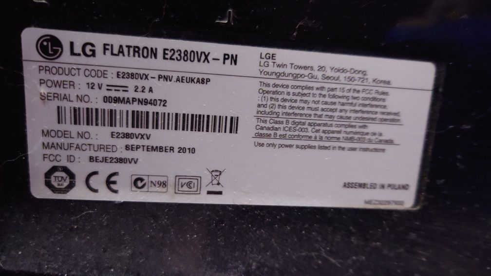 Monitor LG FLATRON E2380