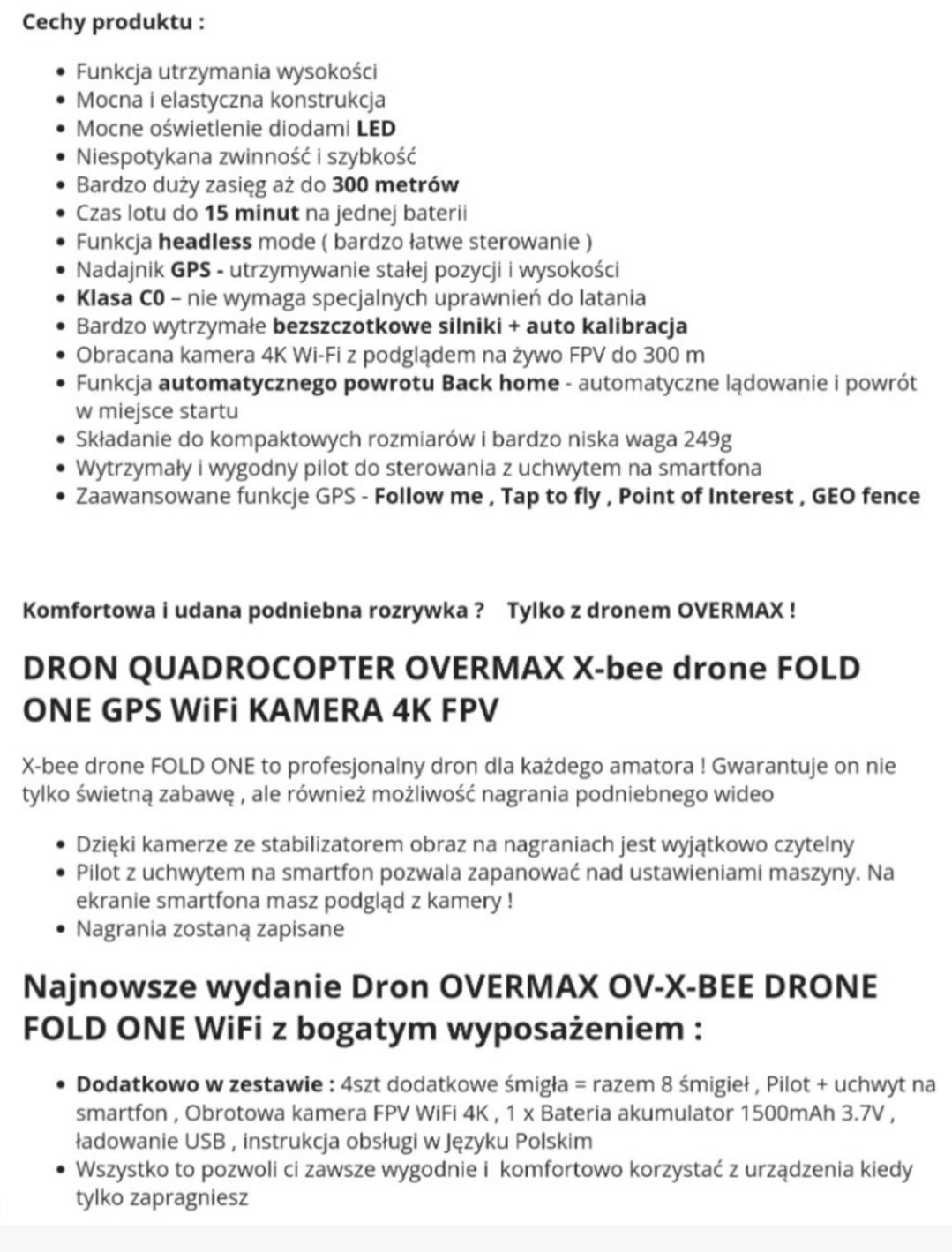 Dron Overmax fold one