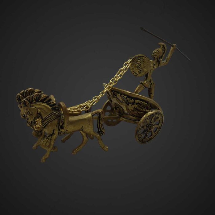 Figurka – Rzymski rydwan z woźnicą i końmi, mosiądz odlew b5/080971