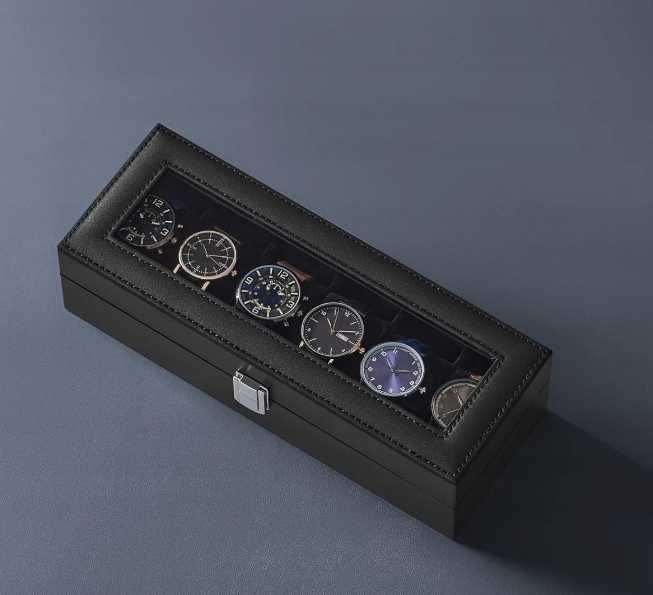 Eleganckie Etui na 6 Zegarków Pudełko zegarki męskie nowe