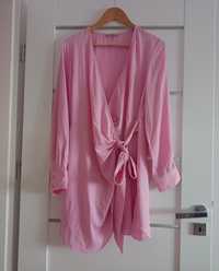 Krótka sukienka kopertowa różowa H&M roz L