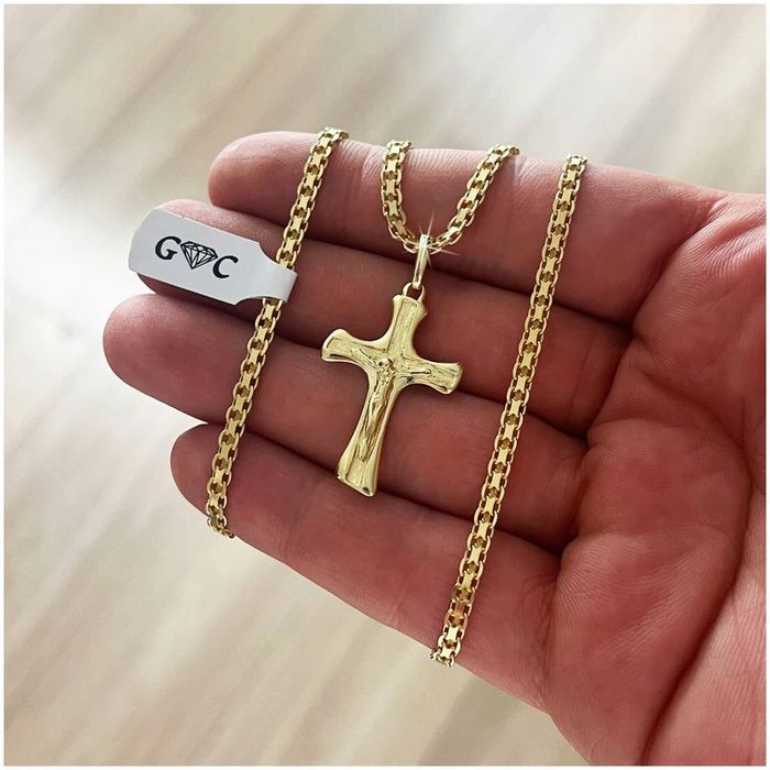 Złoty Łańcuszek Z Krzyżykiem Dla Chłopca, Pamiątka Komunii, Chrztu + G