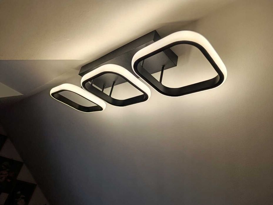 NOWA Lampa Sufitowa Led Czarna Plafon Do Salonu Wisząca Do sypialni