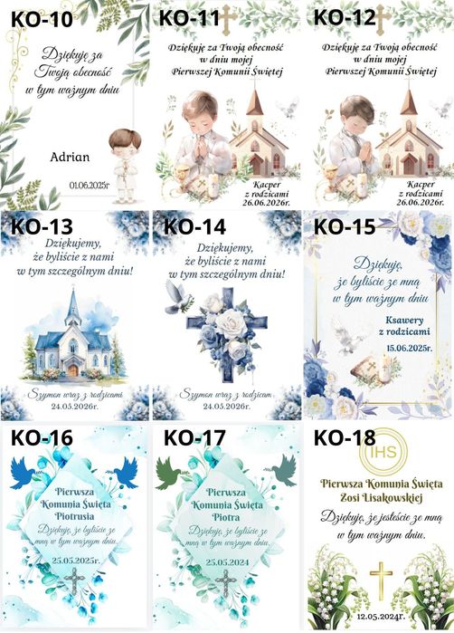 Różaniec dziesiątka Podziękowanie dla gości Komunia na Chrzest Prezent