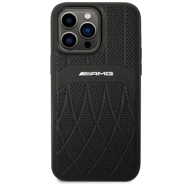 Etui Skórzane AMG dla iPhone 14 Pro Max 6,7" - Czarny