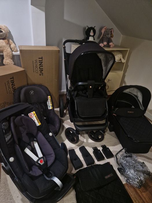 Wózek Venicci Tinum SE 3w1,5w1, foteliki i baza Maxi Cosi, super stan
