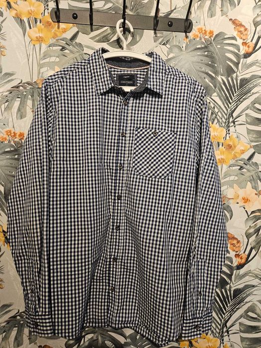 Koszula w biało-granatową kratę Marka carry styl regular rozmiar L