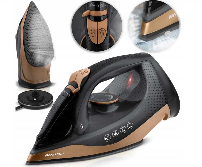 Żelazko bezprzewodowe parowe Berdsen – 2600W, ceramiczna powłoka