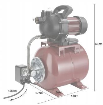 Arebos Hydrofor 19L 1000W, 3500 L/H, Wysokość Podania 7 Metrów
