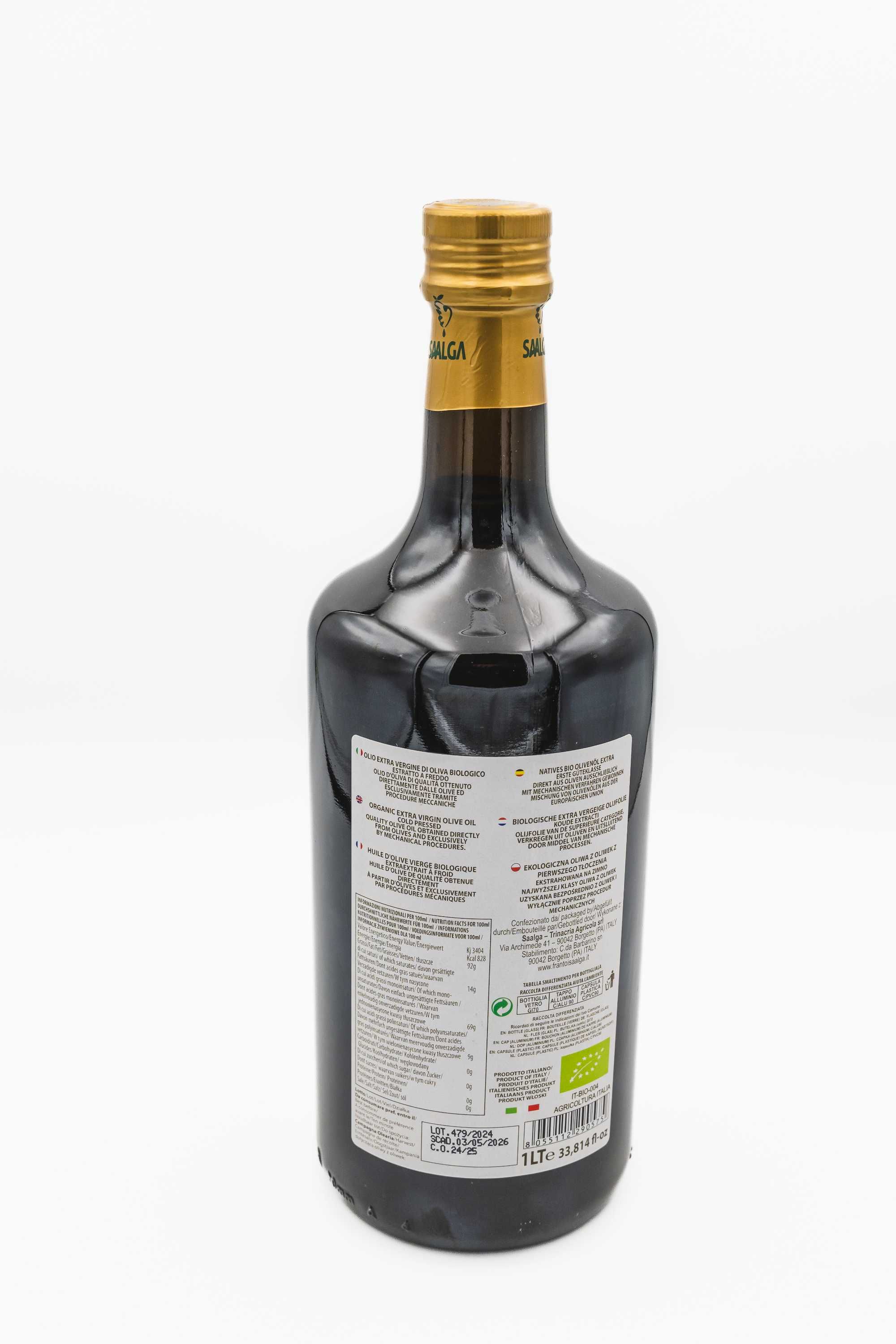 Włoska oliwa extra vergine BIO 1L | Saalga Biologico ŚWIEŻY ZBIÓR 2024